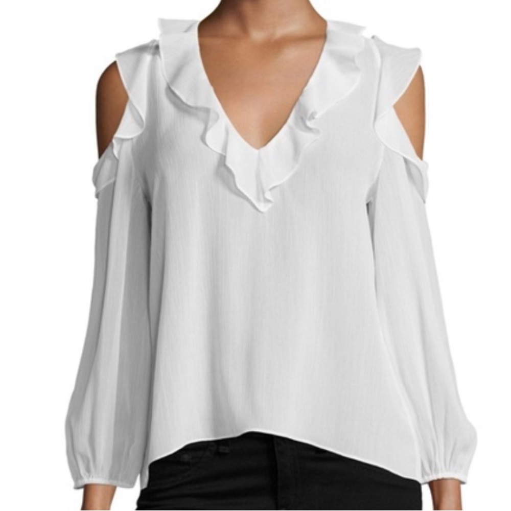 Alice + Olivia Cold Shoulder Navy Blouse